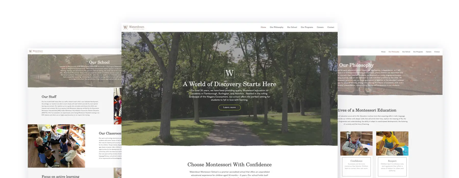 Waterdown Montessori School website screenshot
