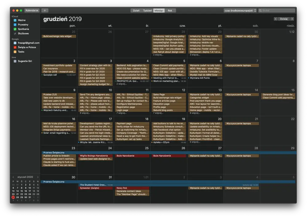 Past Todoist evennts in calendar