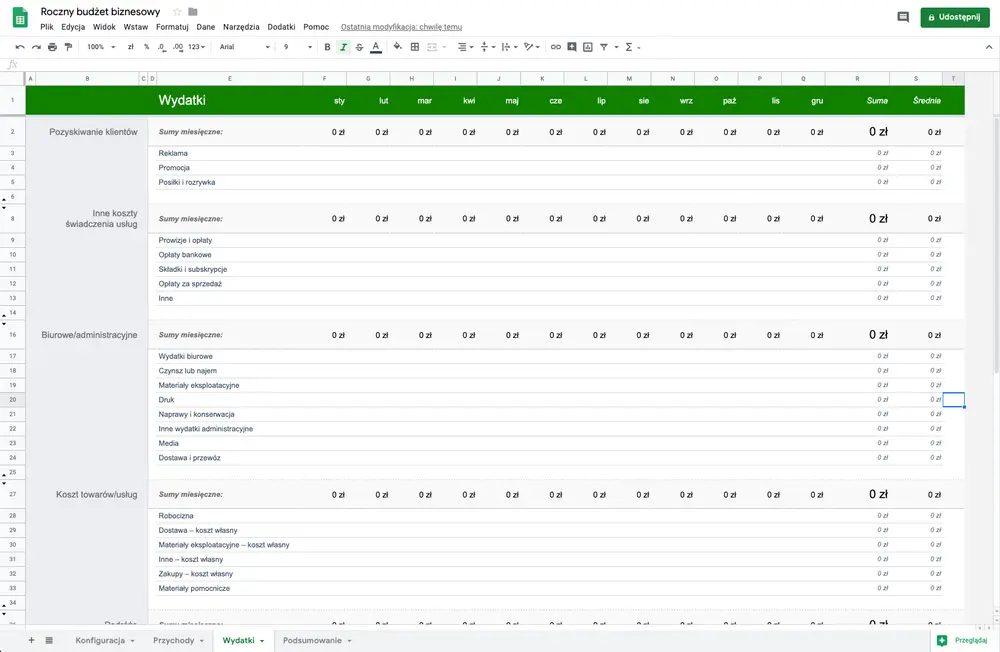 Google Sheets quickbook template