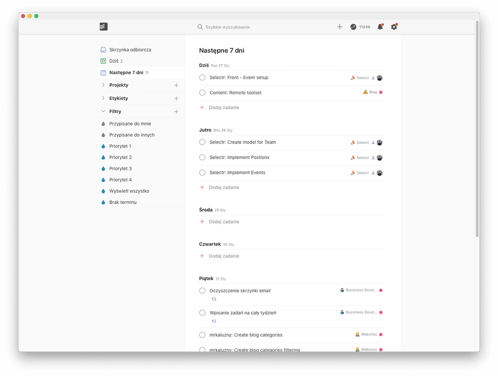 ToDoist Daily view